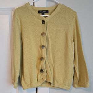 Women's Kasper Yellow/Green Cardigan Sweater